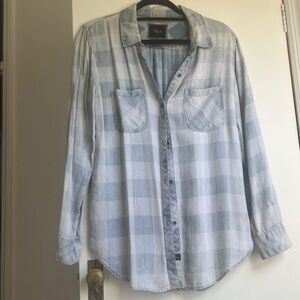 Rails Light Blue and White Plaid Button Down Shirt